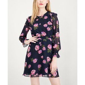 Maison Jules Women's Dress S Floral Print Fit & Flare Dress Navy Blue S